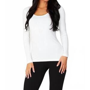 NEW ANGEL APPAREL long sleeve scoop neck top in white